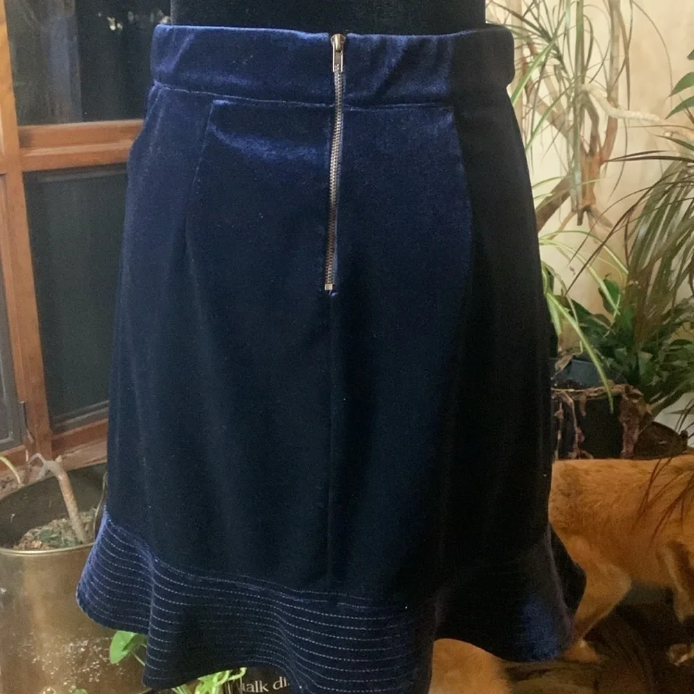 Navy fall winter Sugar Lips mini skirt ruffles velour